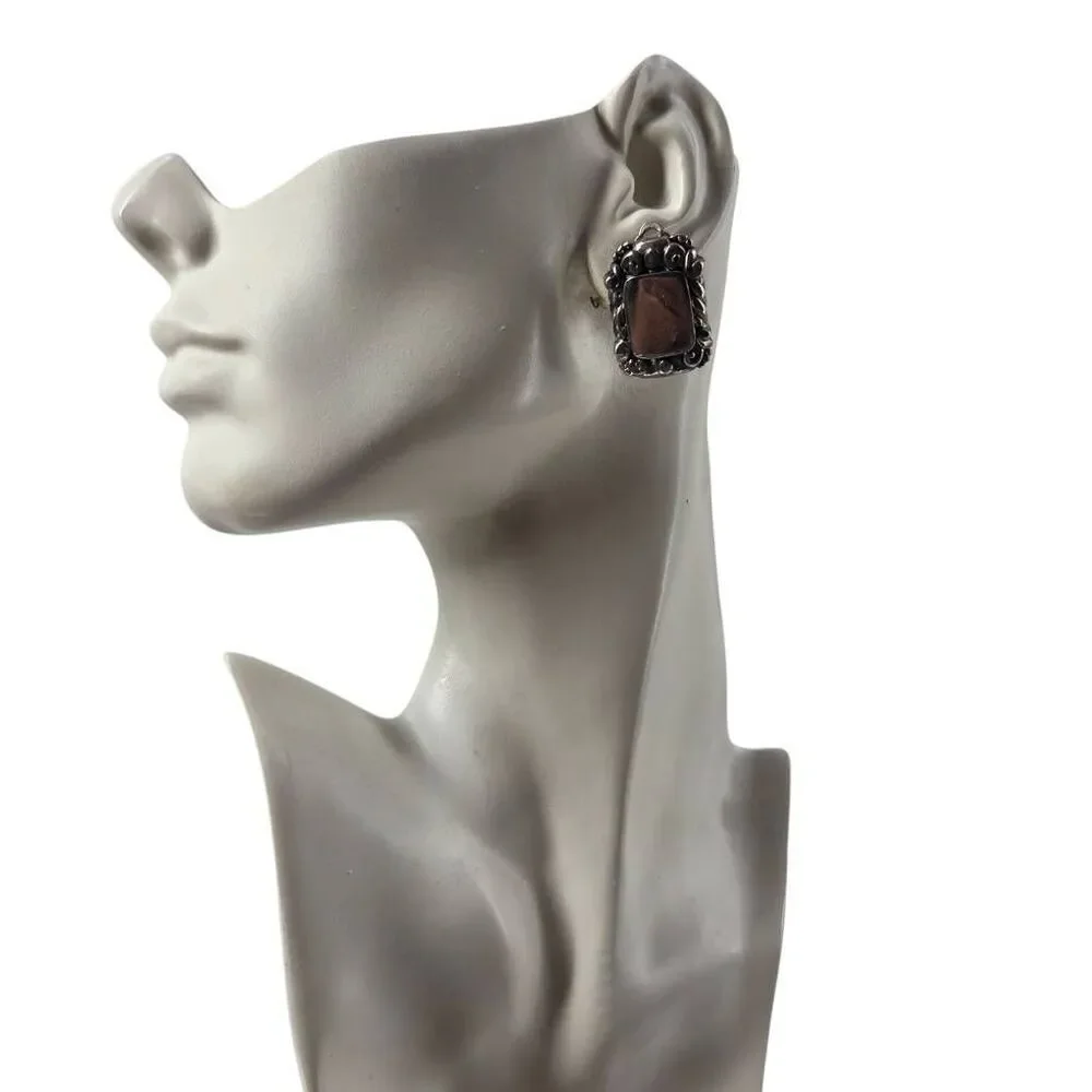 Ornate Scrollwork Silver Tone Clip-On Earrings | Vintage | 1.25